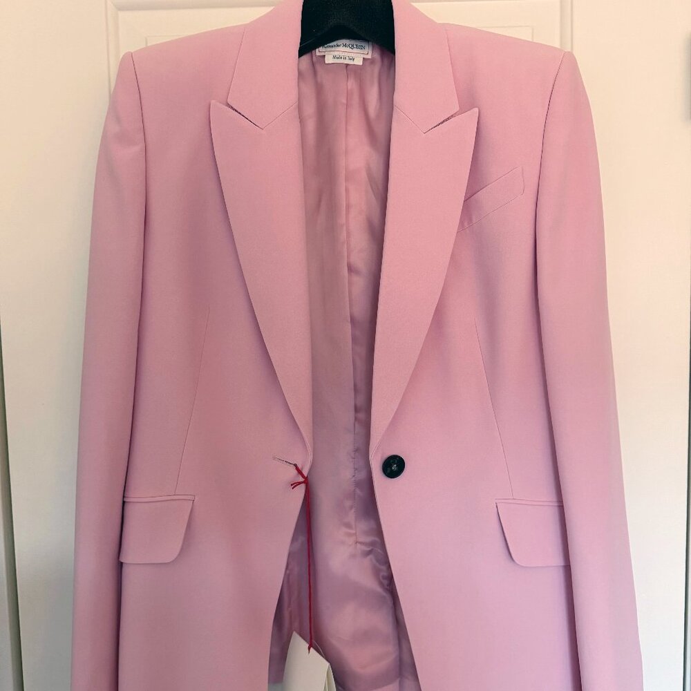 Alexander McQueen Single Breasted Tailored Blazer, Size IT44, Pink